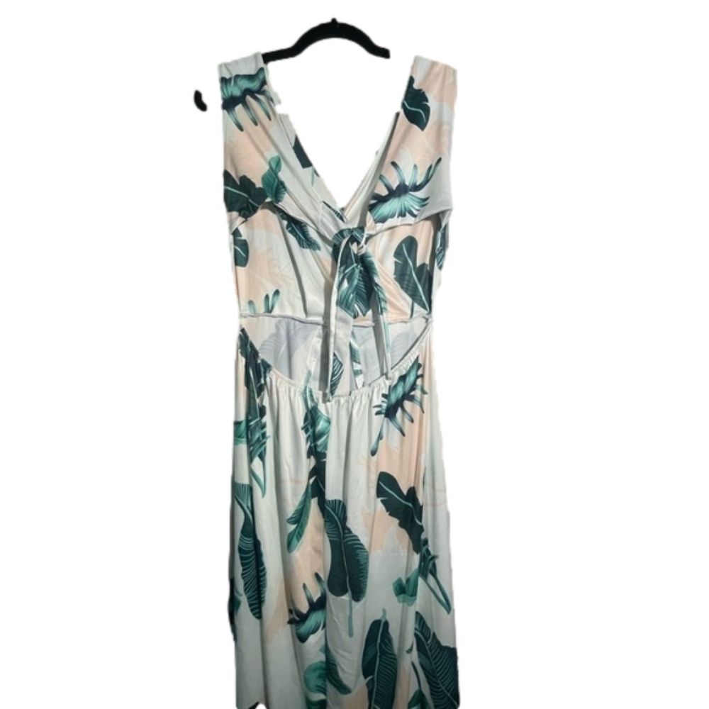 Women's Beach Dress V Neck Boho Print High Split Maxi Dress, Size Large - Picture 1 of 2